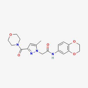 molecular formula C19H22N4O5 B2920343 N-(2,3-dihydro-1,4-benzodioxin-6-yl)-2-[5-methyl-3-(morpholine-4-carbonyl)-1H-pyrazol-1-yl]acetamide CAS No. 1172868-15-3