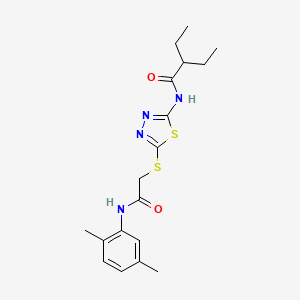 molecular formula C18H24N4O2S2 B2920364 N-(5-((2-((2,5-dimethylphenyl)amino)-2-oxoethyl)thio)-1,3,4-thiadiazol-2-yl)-2-ethylbutanamide CAS No. 392294-84-7