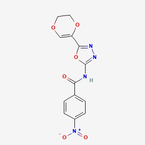 molecular formula C13H10N4O6 B2920378 N-(5-(5,6-dihydro-1,4-dioxin-2-yl)-1,3,4-oxadiazol-2-yl)-4-nitrobenzamide CAS No. 887874-58-0