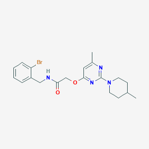 molecular formula C20H25BrN4O2 B2920415 N-(2-bromobenzyl)-2-{[6-methyl-2-(4-methylpiperidin-1-yl)pyrimidin-4-yl]oxy}acetamide CAS No. 1226435-45-5