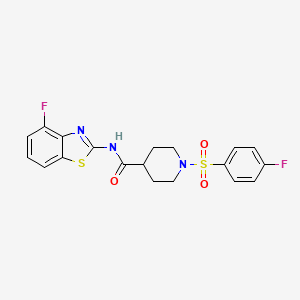 molecular formula C19H17F2N3O3S2 B2920466 N-(4-fluoro-1,3-benzothiazol-2-yl)-1-(4-fluorobenzenesulfonyl)piperidine-4-carboxamide CAS No. 923509-12-0