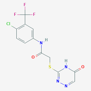 N-(4-chloro-3-(trifluoromethyl)phenyl)-2-((5-oxo-4,5-dihydro-1,2,4-triazin-3-yl)thio)acetamide