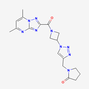 1-((1-(1-(5,7-dimethyl-[1,2,4]triazolo[1,5-a]pyrimidine-2-carbonyl)azetidin-3-yl)-1H-1,2,3-triazol-4-yl)methyl)pyrrolidin-2-one