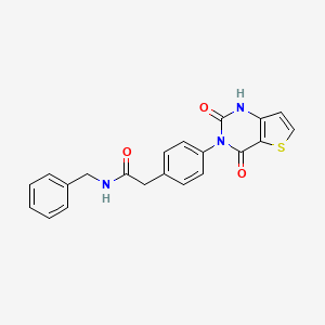 molecular formula C21H17N3O3S B2920486 N-benzyl-2-(4-(2,4-dioxo-1,2-dihydrothieno[3,2-d]pyrimidin-3(4H)-yl)phenyl)acetamide CAS No. 702664-27-5