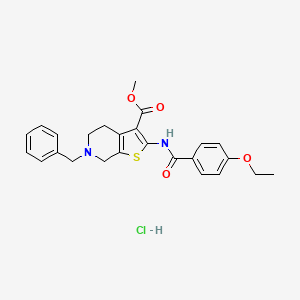 molecular formula C25H27ClN2O4S B2920516 Methyl 6-benzyl-2-(4-ethoxybenzamido)-4,5,6,7-tetrahydrothieno[2,3-c]pyridine-3-carboxylate hydrochloride CAS No. 1215561-67-3