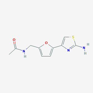 molecular formula C10H11N3O2S B2920542 N-{[5-(2-amino-1,3-thiazol-4-yl)furan-2-yl]methyl}acetamide CAS No. 150208-26-7