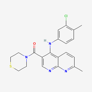 molecular formula C21H21ClN4OS B2920543 N-(3-chloro-4-methylphenyl)-7-methyl-3-(thiomorpholine-4-carbonyl)-1,8-naphthyridin-4-amine CAS No. 1251619-20-1