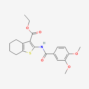 molecular formula C20H23NO5S B2920562 Ethyl 2-[(3,4-dimethoxybenzoyl)amino]-4,5,6,7-tetrahydro-1-benzothiophene-3-carboxylate CAS No. 299955-47-8