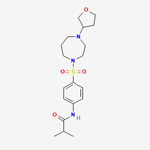molecular formula C19H29N3O4S B2920642 2-methyl-N-(4-{[4-(oxolan-3-yl)-1,4-diazepan-1-yl]sulfonyl}phenyl)propanamide CAS No. 2310017-65-1