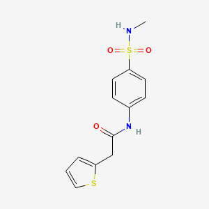 molecular formula C13H14N2O3S2 B2920647 N-[4-(methylsulfamoyl)phenyl]-2-(thiophen-2-yl)acetamide CAS No. 692762-36-0