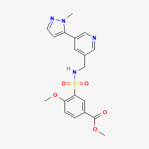 molecular formula C19H20N4O5S B2920648 methyl 4-methoxy-3-({[5-(1-methyl-1H-pyrazol-5-yl)pyridin-3-yl]methyl}sulfamoyl)benzoate CAS No. 2034385-74-3