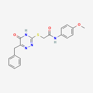 molecular formula C19H18N4O3S B2920656 2-[(6-benzyl-5-oxo-4,5-dihydro-1,2,4-triazin-3-yl)sulfanyl]-N-(4-methoxyphenyl)acetamide CAS No. 881438-09-1