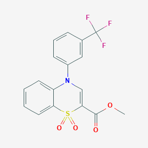 molecular formula C17H12F3NO4S B2920686 methyl 1,1-dioxo-4-[3-(trifluoromethyl)phenyl]-4H-1lambda6,4-benzothiazine-2-carboxylate CAS No. 1358469-10-9
