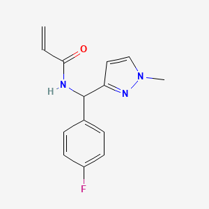 molecular formula C14H14FN3O B2920689 N-[(4-fluorophenyl)(1-methyl-1H-pyrazol-3-yl)methyl]prop-2-enamide CAS No. 2189498-40-4