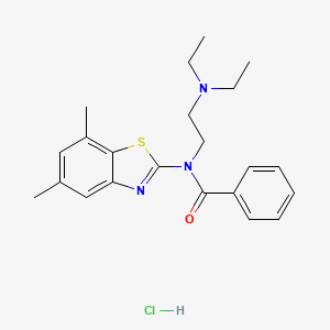 molecular formula C22H28ClN3OS B2920702 N-(2-(diethylamino)ethyl)-N-(5,7-dimethylbenzo[d]thiazol-2-yl)benzamide hydrochloride CAS No. 1216479-88-7