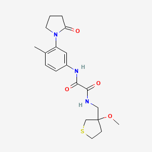 molecular formula C19H25N3O4S B2920792 N-[(3-METHOXYTHIOLAN-3-YL)METHYL]-N'-[4-METHYL-3-(2-OXOPYRROLIDIN-1-YL)PHENYL]ETHANEDIAMIDE CAS No. 1797064-08-4