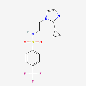 molecular formula C15H16F3N3O2S B2920846 N-(2-(2-cyclopropyl-1H-imidazol-1-yl)ethyl)-4-(trifluoromethyl)benzenesulfonamide CAS No. 2034234-67-6