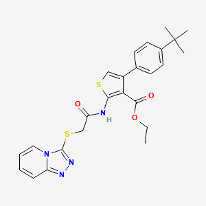 molecular formula C25H26N4O3S2 B2920864 ETHYL 4-(4-TERT-BUTYLPHENYL)-2-(2-{[1,2,4]TRIAZOLO[4,3-A]PYRIDIN-3-YLSULFANYL}ACETAMIDO)THIOPHENE-3-CARBOXYLATE CAS No. 670268-28-7