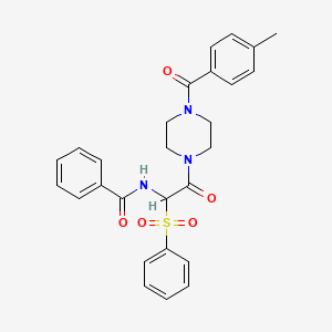 molecular formula C27H27N3O5S B2920958 N-[1-(benzenesulfonyl)-2-[4-(4-methylbenzoyl)piperazin-1-yl]-2-oxoethyl]benzamide CAS No. 1025033-06-0