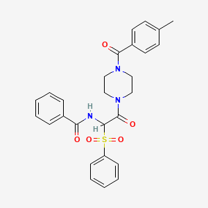 N-(2-(4-(4-methylbenzoyl)piperazin-1-yl)-2-oxo-1-(phenylsulfonyl)ethyl)benzamide