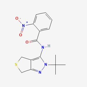 molecular formula C16H18N4O3S B2921031 N-(2-(tert-butyl)-4,6-dihydro-2H-thieno[3,4-c]pyrazol-3-yl)-2-nitrobenzamide CAS No. 392253-56-4
