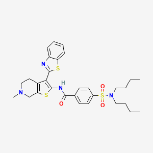 molecular formula C30H36N4O3S3 B2921032 N-(3-(benzo[d]thiazol-2-yl)-6-methyl-4,5,6,7-tetrahydrothieno[2,3-c]pyridin-2-yl)-4-(N,N-dibutylsulfamoyl)benzamide CAS No. 486453-16-1