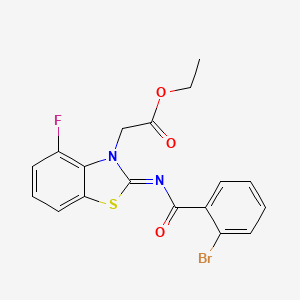 molecular formula C18H14BrFN2O3S B2921046 (Z)-ethyl 2-(2-((2-bromobenzoyl)imino)-4-fluorobenzo[d]thiazol-3(2H)-yl)acetate CAS No. 865249-14-5