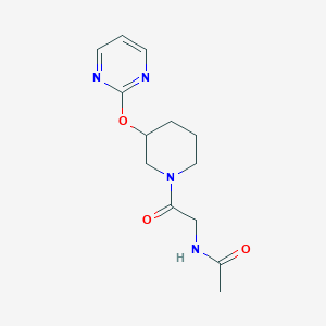 molecular formula C13H18N4O3 B2921053 N-(2-oxo-2-(3-(pyrimidin-2-yloxy)piperidin-1-yl)ethyl)acetamide CAS No. 2034527-19-8