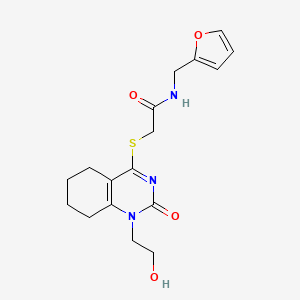 N-(furan-2-ylmethyl)-2-((1-(2-hydroxyethyl)-2-oxo-1,2,5,6,7,8-hexahydroquinazolin-4-yl)thio)acetamide