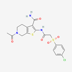 6-Acetyl-2-(2-((4-chlorophenyl)sulfonyl)acetamido)-4,5,6,7-tetrahydrothieno[2,3-c]pyridine-3-carboxamide
