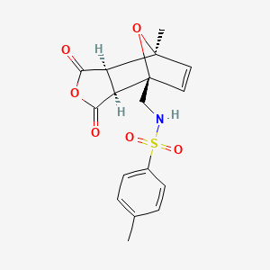 molecular formula C17H17NO6S B2921072 exo-cis-(+/-)-1-[(1-Sulfonamidomethyl-4-methyl-benzyl)]-4-methyl-7-oxabicyclo[2.2.1]hept-5-en-2,3-dicarboxylic anhydride CAS No. 1418113-73-1