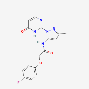2-(4-fluorophenoxy)-N-(3-methyl-1-(4-methyl-6-oxo-1,6-dihydropyrimidin-2-yl)-1H-pyrazol-5-yl)acetamide