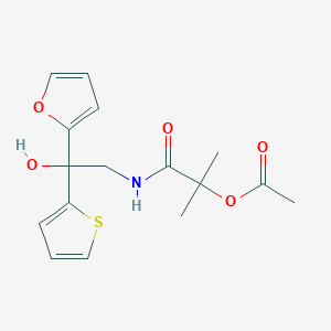 1-((2-(Furan-2-yl)-2-hydroxy-2-(thiophen-2-yl)ethyl)amino)-2-methyl-1-oxopropan-2-yl acetate