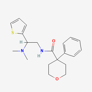 molecular formula C20H26N2O2S B2921120 N-[2-(dimethylamino)-2-(thiophen-2-yl)ethyl]-4-phenyloxane-4-carboxamide CAS No. 1211023-27-6