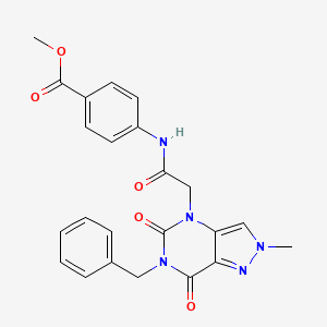 molecular formula C23H21N5O5 B2921128 methyl 4-(2-{6-benzyl-2-methyl-5,7-dioxo-2H,4H,5H,6H,7H-pyrazolo[4,3-d]pyrimidin-4-yl}acetamido)benzoate CAS No. 951594-92-6