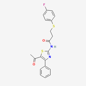 N-(5-acetyl-4-phenylthiazol-2-yl)-3-((4-fluorophenyl)thio)propanamide