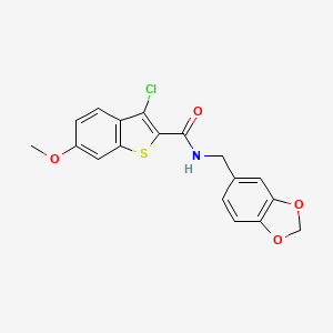 N-(1,3-benzodioxol-5-ylmethyl)-3-chloro-6-methoxy-1-benzothiophene-2-carboxamide