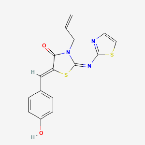 molecular formula C16H13N3O2S2 B2921156 (2E,5Z)-3-allyl-5-(4-hydroxybenzylidene)-2-(thiazol-2-ylimino)thiazolidin-4-one CAS No. 468764-55-8