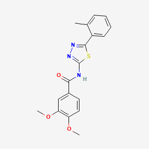 molecular formula C18H17N3O3S B2921161 3,4-dimethoxy-N-(5-(o-tolyl)-1,3,4-thiadiazol-2-yl)benzamide CAS No. 392243-42-4