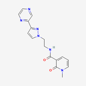 molecular formula C16H16N6O2 B2921162 1-methyl-2-oxo-N-(2-(3-(pyrazin-2-yl)-1H-pyrazol-1-yl)ethyl)-1,2-dihydropyridine-3-carboxamide CAS No. 2034511-30-1