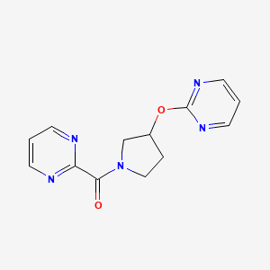 molecular formula C13H13N5O2 B2921166 Pyrimidin-2-yl(3-(pyrimidin-2-yloxy)pyrrolidin-1-yl)methanone CAS No. 2034497-60-2