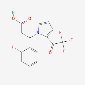 molecular formula C15H11F4NO3 B2921175 3-(2-fluorophenyl)-3-[2-(2,2,2-trifluoroacetyl)-1H-pyrrol-1-yl]propanoic acid CAS No. 866019-25-2
