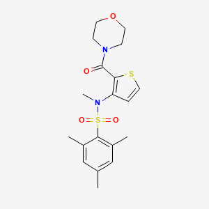 molecular formula C19H24N2O4S2 B2921177 N,2,4,6-四甲基-N-(2-(吗啉-4-羰基)噻吩-3-基)苯磺酰胺 CAS No. 1251598-31-8