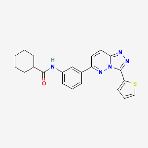 molecular formula C22H21N5OS B2921180 N-[3-(3-thiophen-2-yl-[1,2,4]triazolo[4,3-b]pyridazin-6-yl)phenyl]cyclohexanecarboxamide CAS No. 891125-64-7