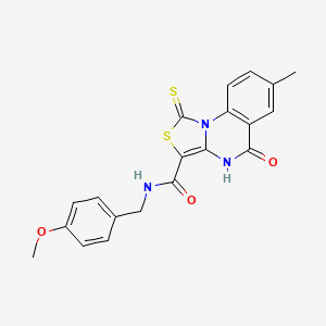 molecular formula C20H17N3O3S2 B2921186 N-(4-methoxybenzyl)-7-methyl-5-oxo-1-thioxo-4,5-dihydro-1H-thiazolo[3,4-a]quinazoline-3-carboxamide CAS No. 1110986-73-6