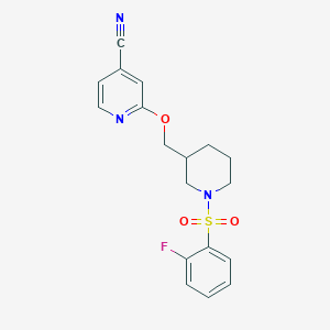 2-[[1-(2-Fluorophenyl)sulfonylpiperidin-3-yl]methoxy]pyridine-4-carbonitrile