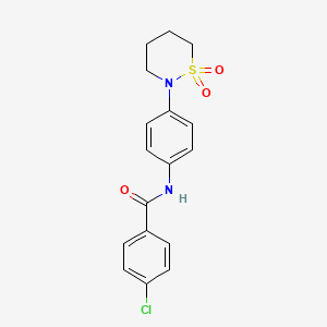 molecular formula C17H17ClN2O3S B2921193 4-chloro-N-[4-(1,1-dioxothiazinan-2-yl)phenyl]benzamide CAS No. 899976-16-0