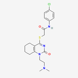molecular formula C20H25ClN4O2S B2921200 N-(4-chlorophenyl)-2-((1-(2-(dimethylamino)ethyl)-2-oxo-1,2,5,6,7,8-hexahydroquinazolin-4-yl)thio)acetamide CAS No. 899950-29-9
