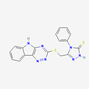 4-phenyl-3-(5H-[1,2,4]triazino[5,6-b]indol-3-ylsulfanylmethyl)-1H-1,2,4-triazole-5-thione