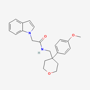 molecular formula C23H26N2O3 B2921215 2-(1H-indol-1-yl)-N-((4-(4-methoxyphenyl)tetrahydro-2H-pyran-4-yl)methyl)acetamide CAS No. 1288348-96-8
